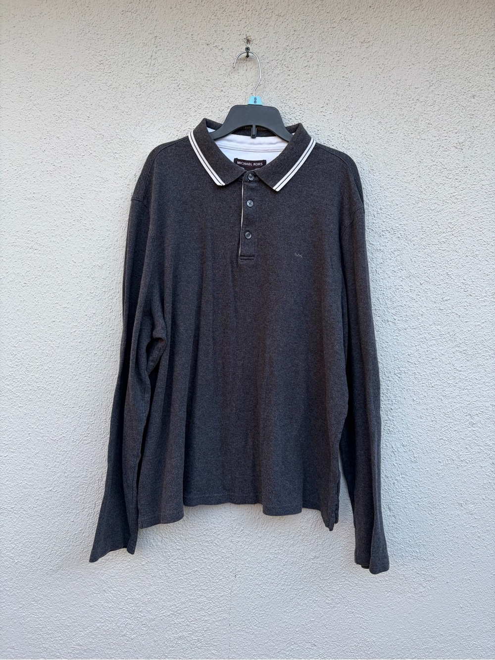 Michael Kors Men's Long-Sleeve Polo Shirt - Charcoal Size XL